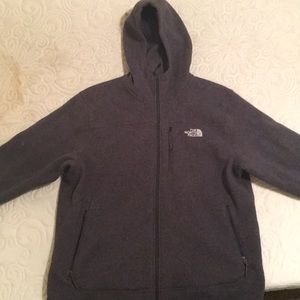 North face grey hooded zip up
